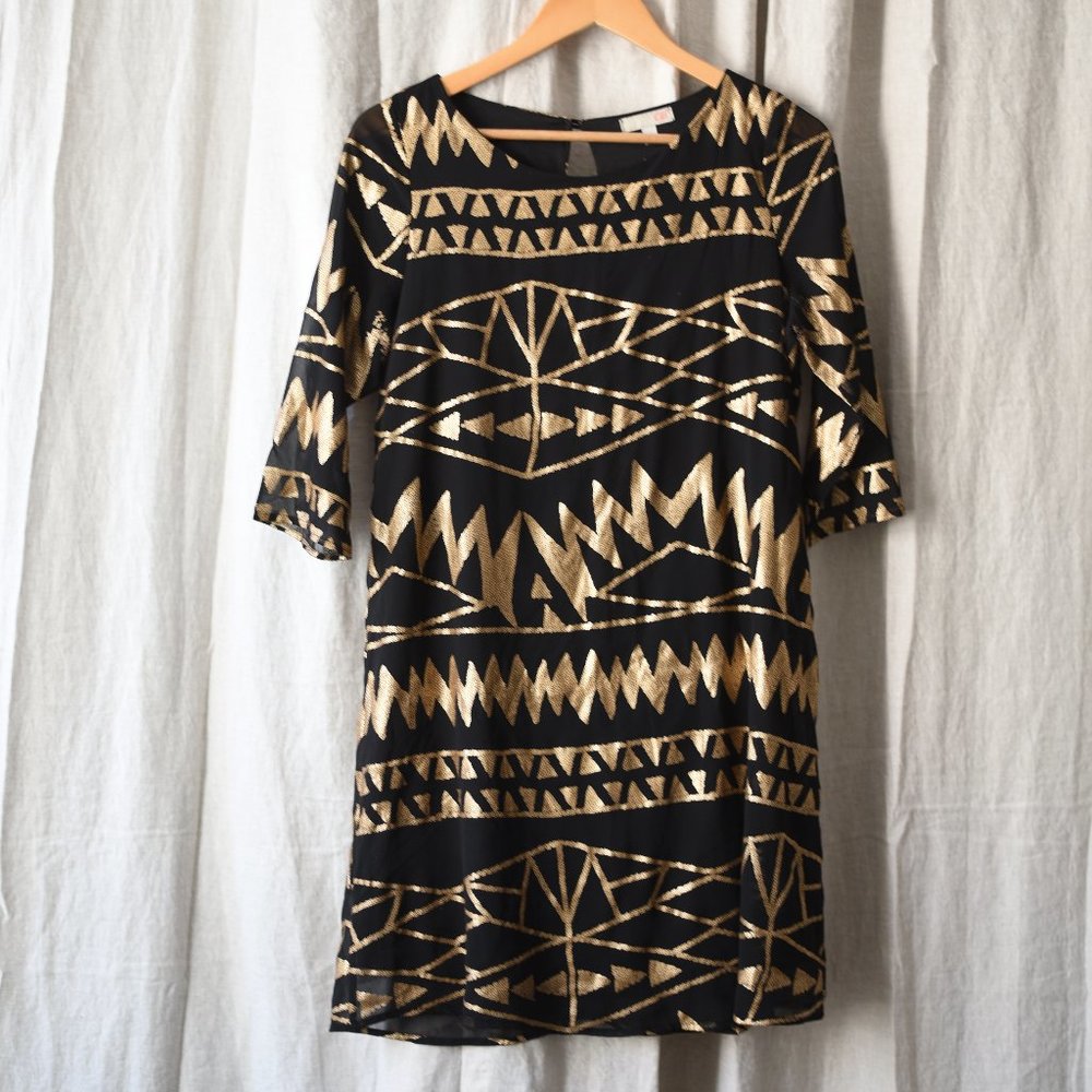 Black & Gold Party Dress Sz M